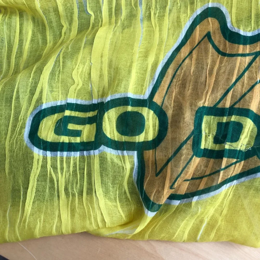 The Oregon Ducks Yellow and Green Large Crinkle Scarf NEW